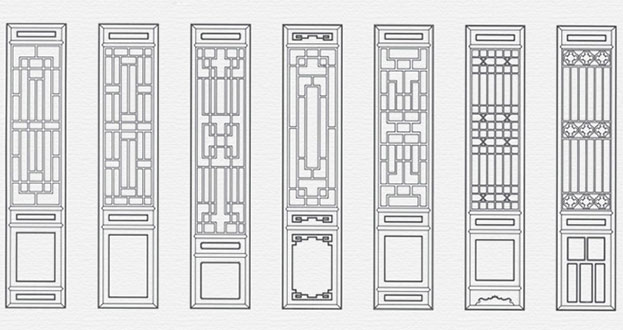 淇县常用中式仿古花窗图案隔断设计图